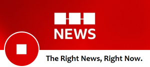 Red header with a white block NEWS logo and the slogan 'The Right News, Right Now.'